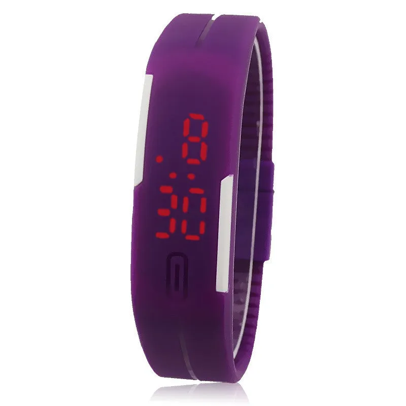 New Ultra Thin watches width 55 Sports Silicone Digital LED Sports Wrist Watch 7 colors