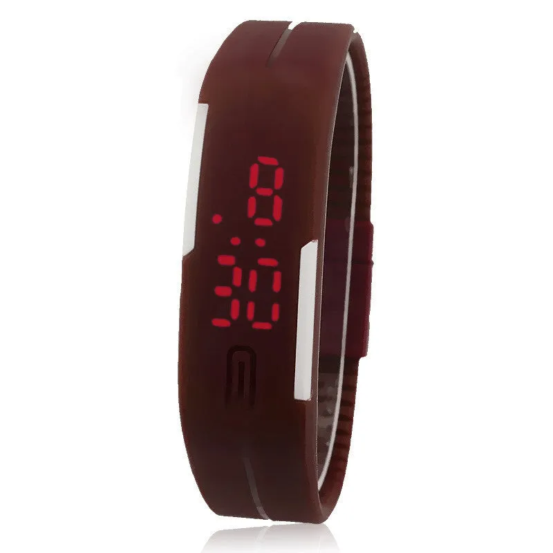 New Ultra Thin watches width 55 Sports Silicone Digital LED Sports Wrist Watch 7 colors