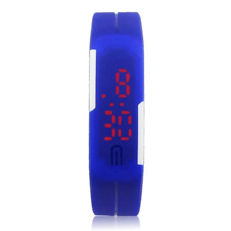 New Ultra Thin watches width 55 Sports Silicone Digital LED Sports Wrist Watch 7 colors