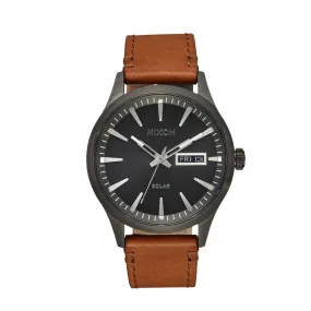 Nixon Sentry Solar Leather - Gunmetal