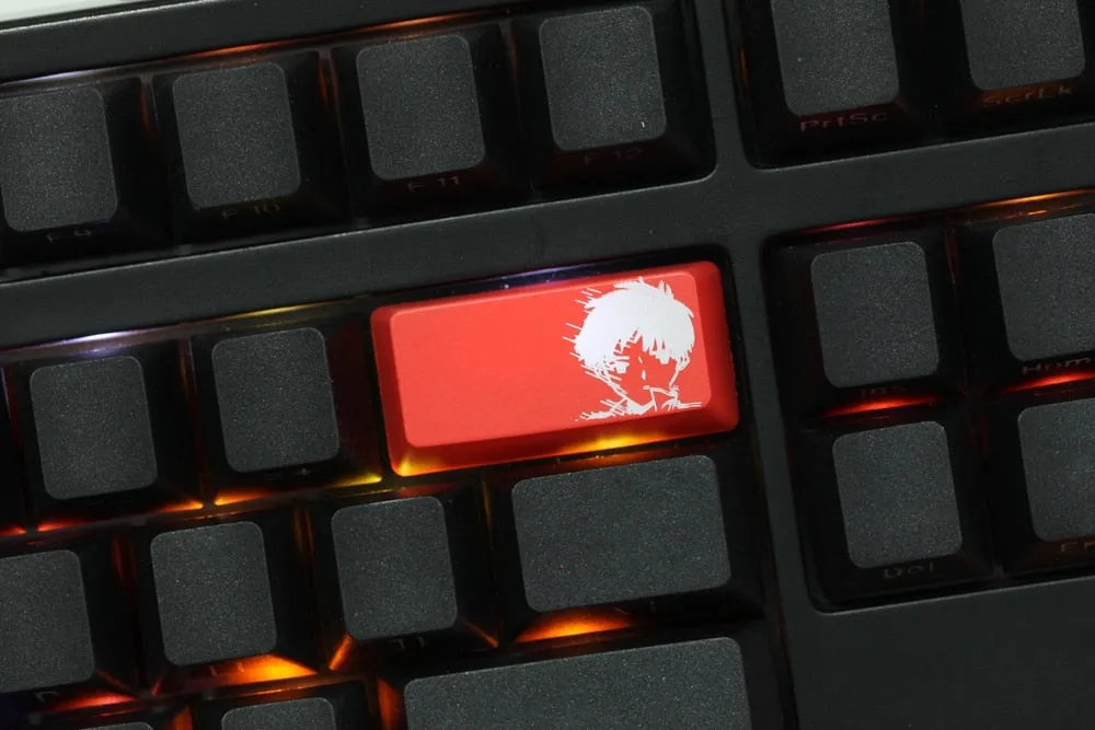 Novelty Shine Through Keycap ABS Etched EVA Asuka Ayanami Rei Ikari Shinji black red enter backspace