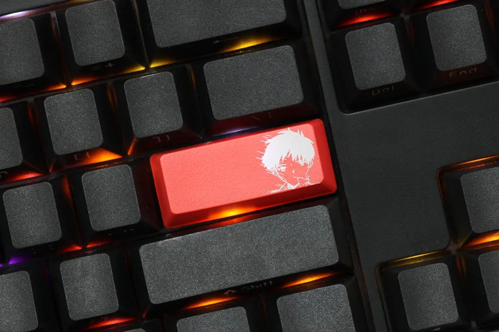 Novelty Shine Through Keycap ABS Etched EVA Asuka Ayanami Rei Ikari Shinji black red enter backspace