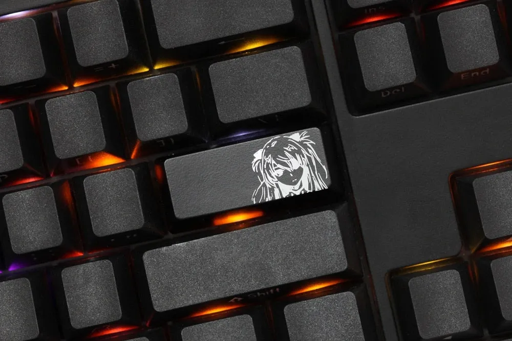 Novelty Shine Through Keycap ABS Etched EVA Asuka Ayanami Rei Ikari Shinji black red enter backspace