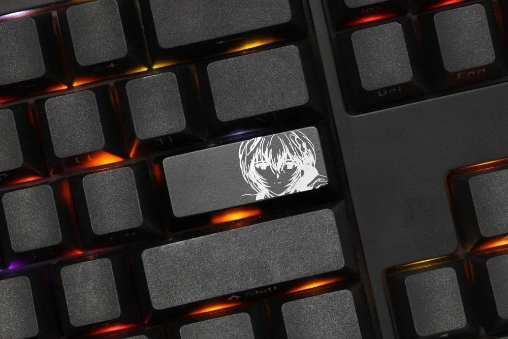 Novelty Shine Through Keycap ABS Etched EVA Asuka Ayanami Rei Ikari Shinji black red enter backspace