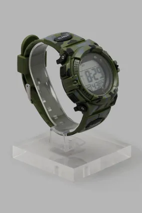 Olive Camo Digital Multifunctional Sports Watch