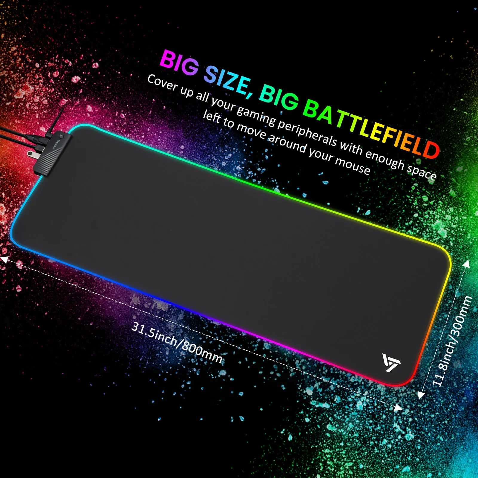 PC342 XXL RGB Gaming Mouse Pad with 4 USB Ports, 31.5"x11.8"