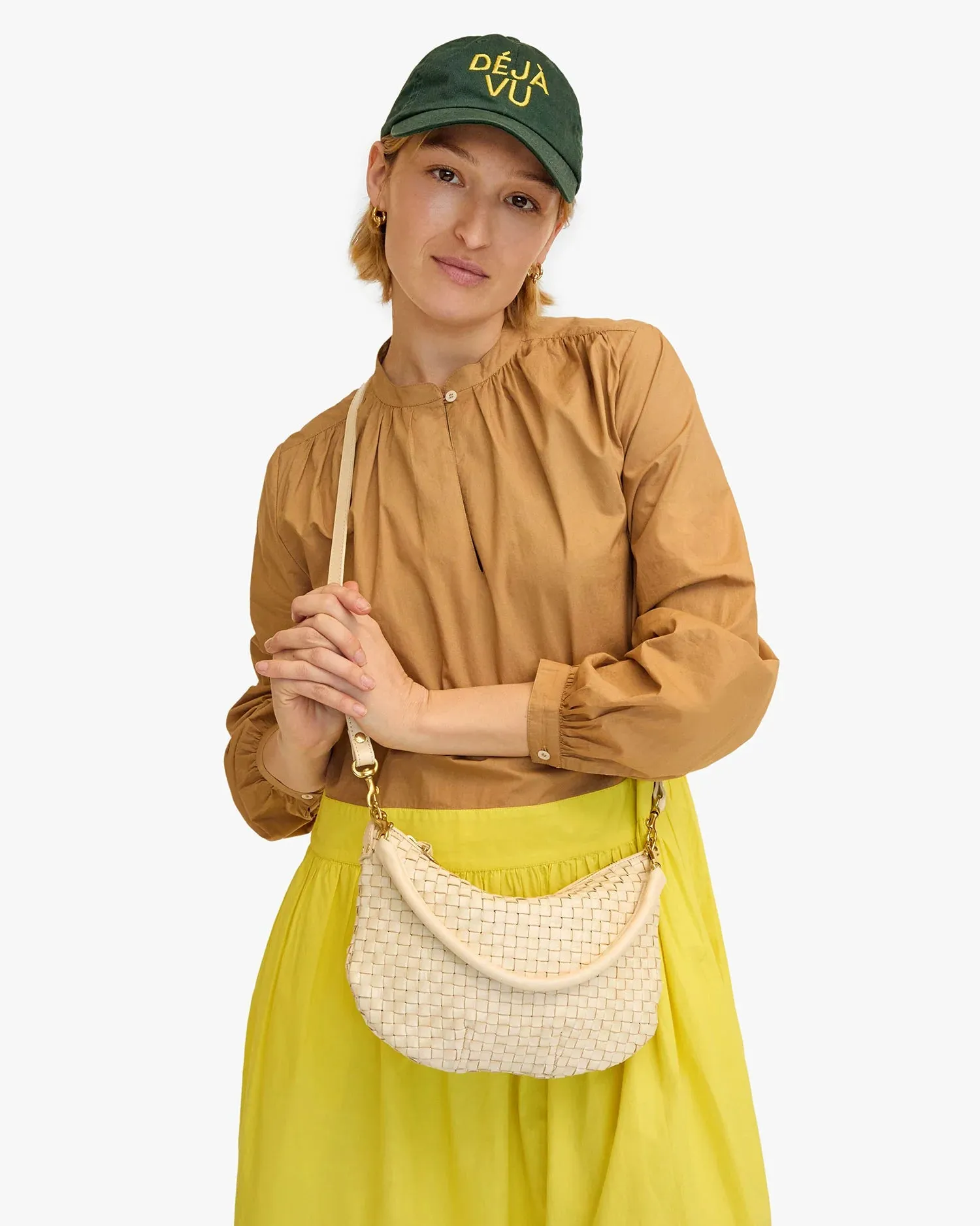 Petit Moyen Messenger ~ Cream Woven Checker