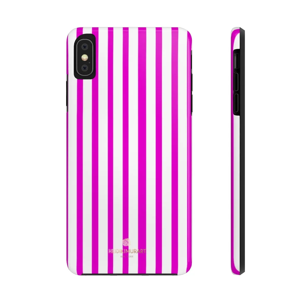 Pink Striped iPhone Case, Minimalist Designer Case Mate Tough Samsung Galaxy Phone Cases