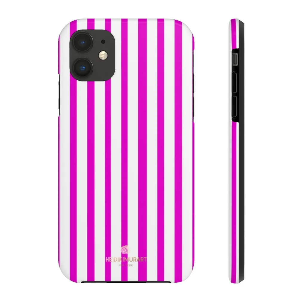 Pink Striped iPhone Case, Minimalist Designer Case Mate Tough Samsung Galaxy Phone Cases