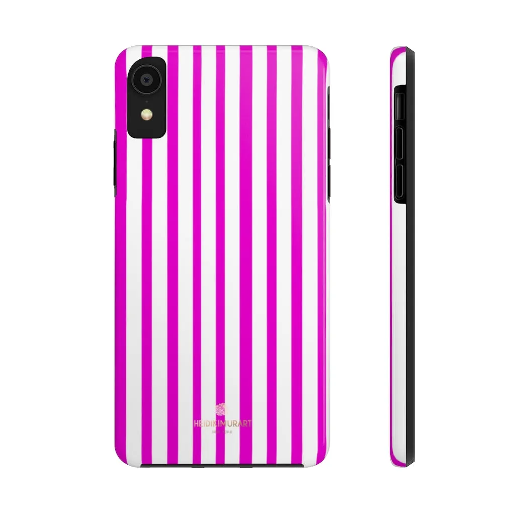 Pink Striped iPhone Case, Minimalist Designer Case Mate Tough Samsung Galaxy Phone Cases