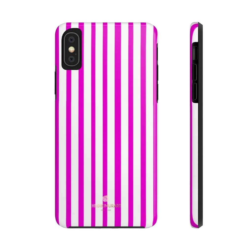 Pink Striped iPhone Case, Minimalist Designer Case Mate Tough Samsung Galaxy Phone Cases