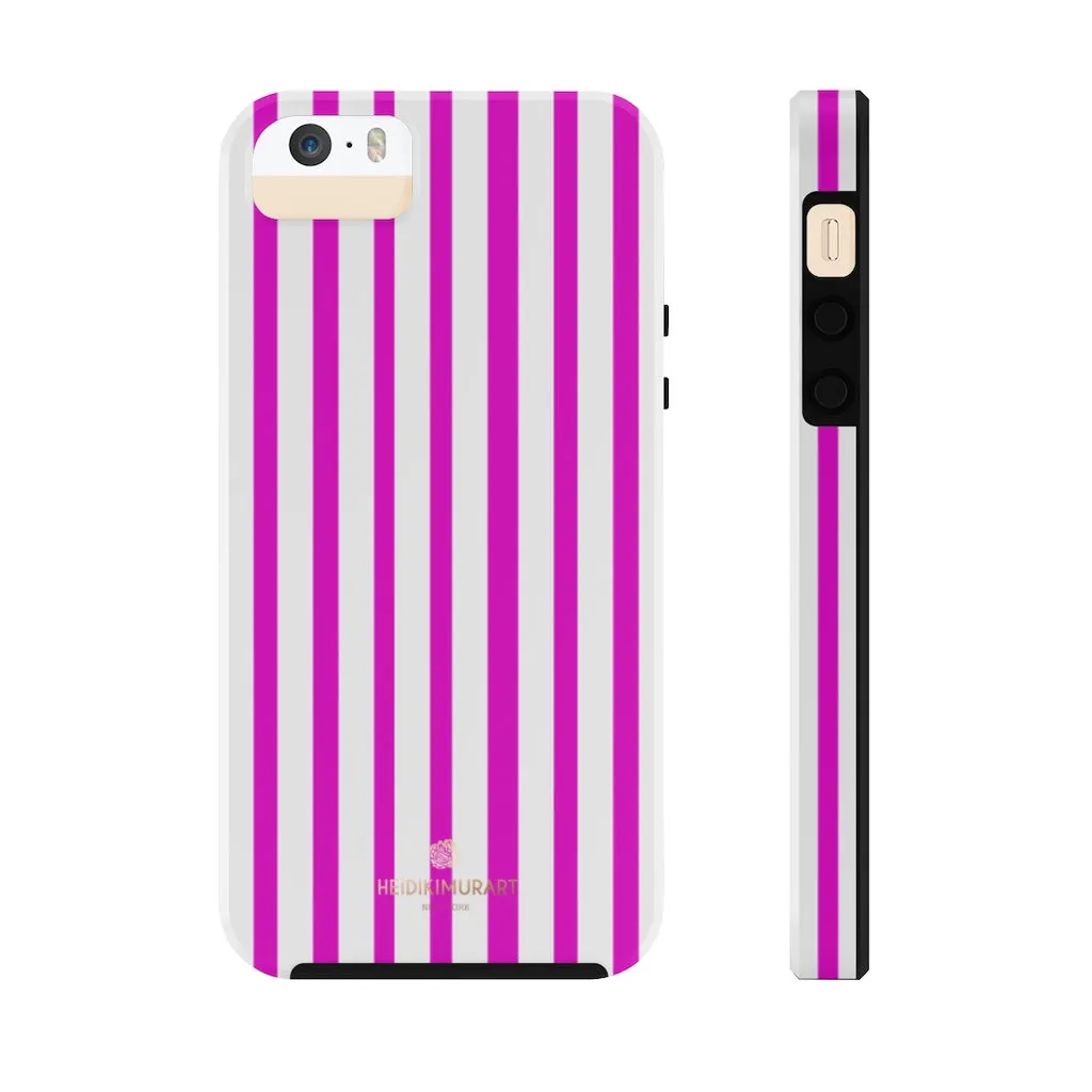 Pink Striped iPhone Case, Minimalist Designer Case Mate Tough Samsung Galaxy Phone Cases