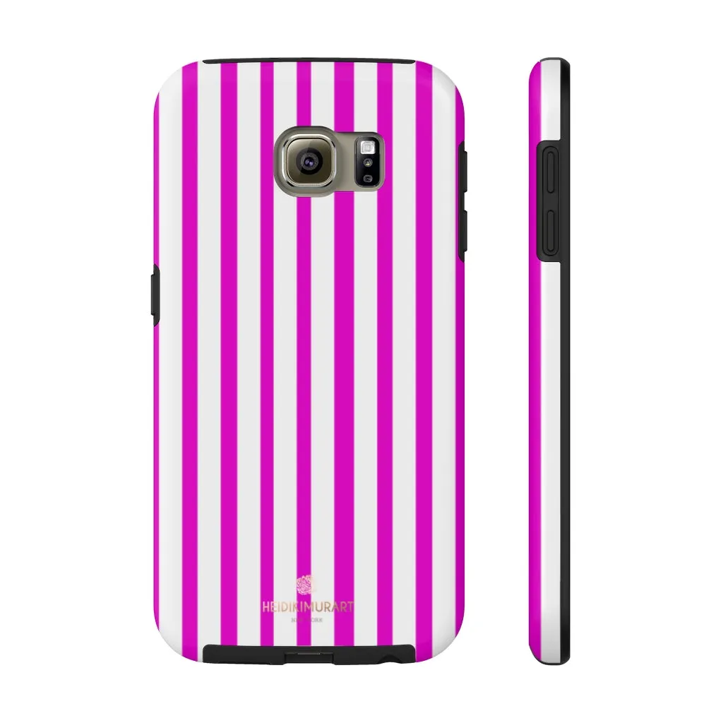 Pink Striped iPhone Case, Minimalist Designer Case Mate Tough Samsung Galaxy Phone Cases