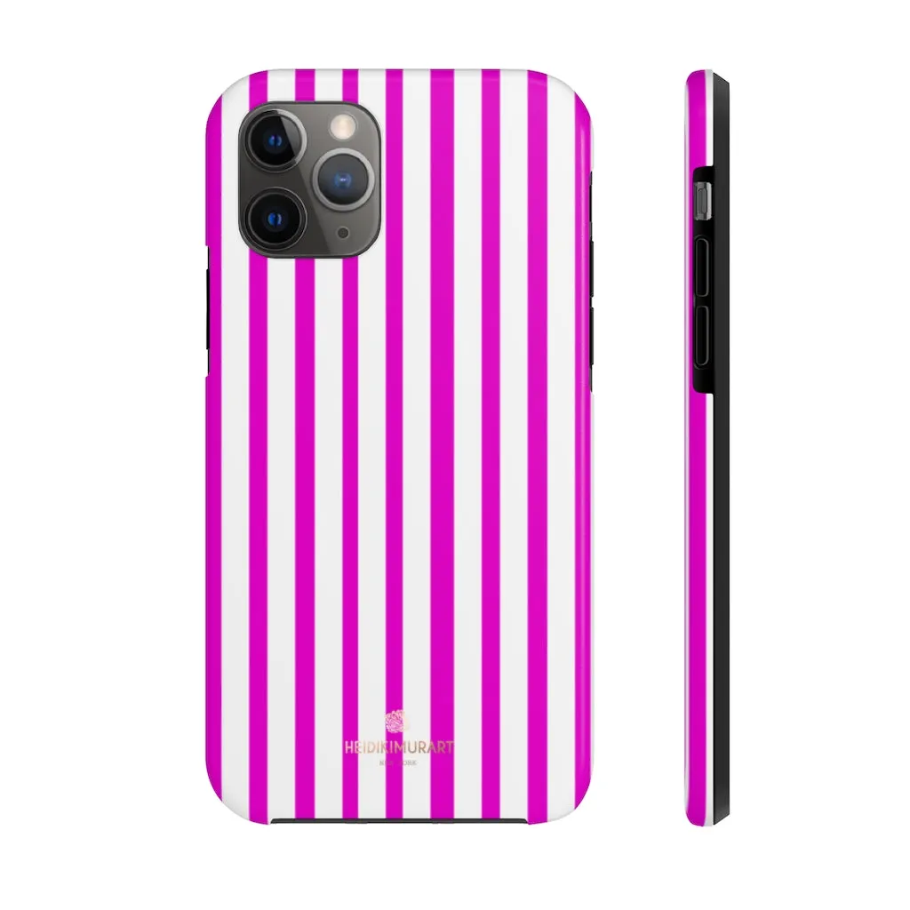 Pink Striped iPhone Case, Minimalist Designer Case Mate Tough Samsung Galaxy Phone Cases