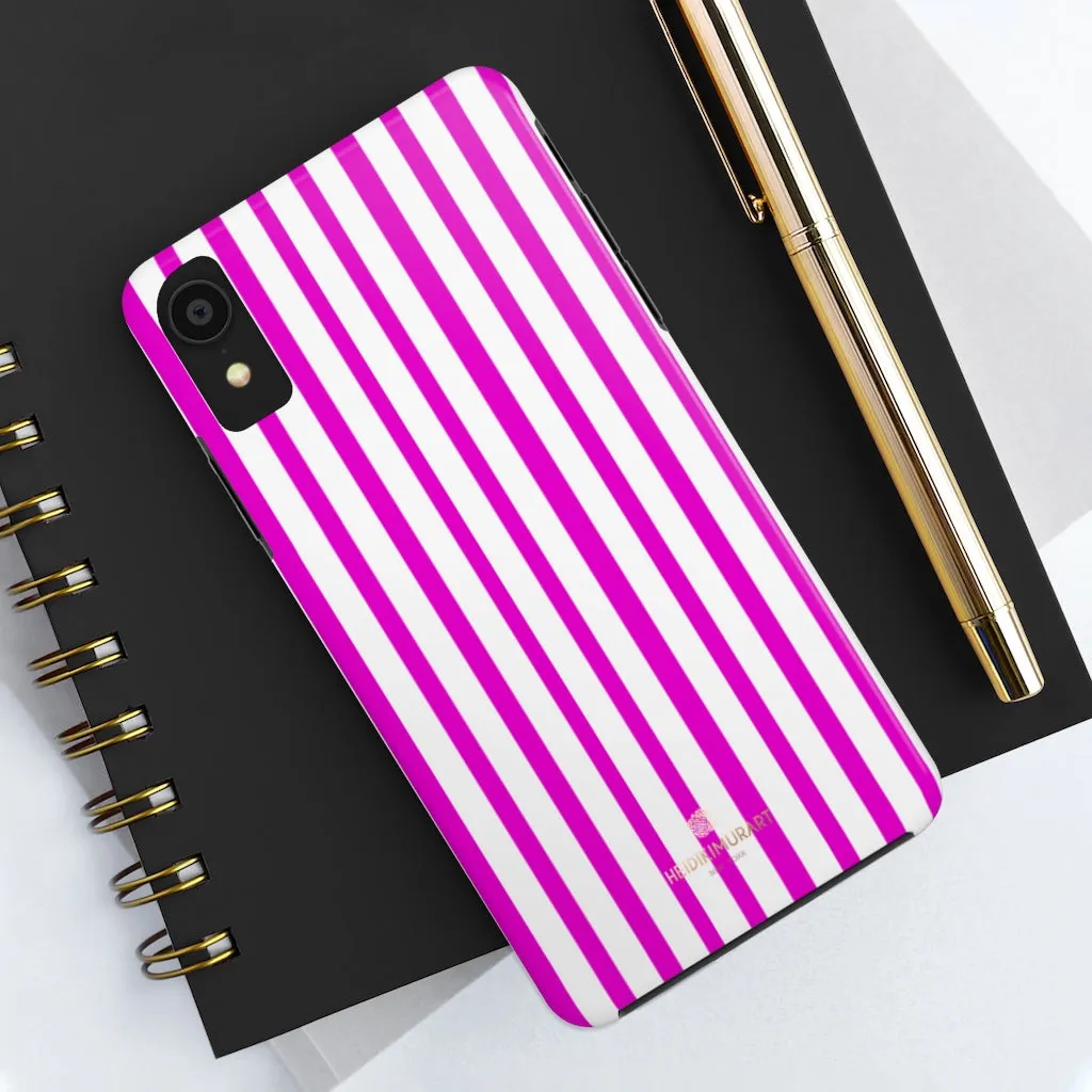 Pink Striped iPhone Case, Minimalist Designer Case Mate Tough Samsung Galaxy Phone Cases