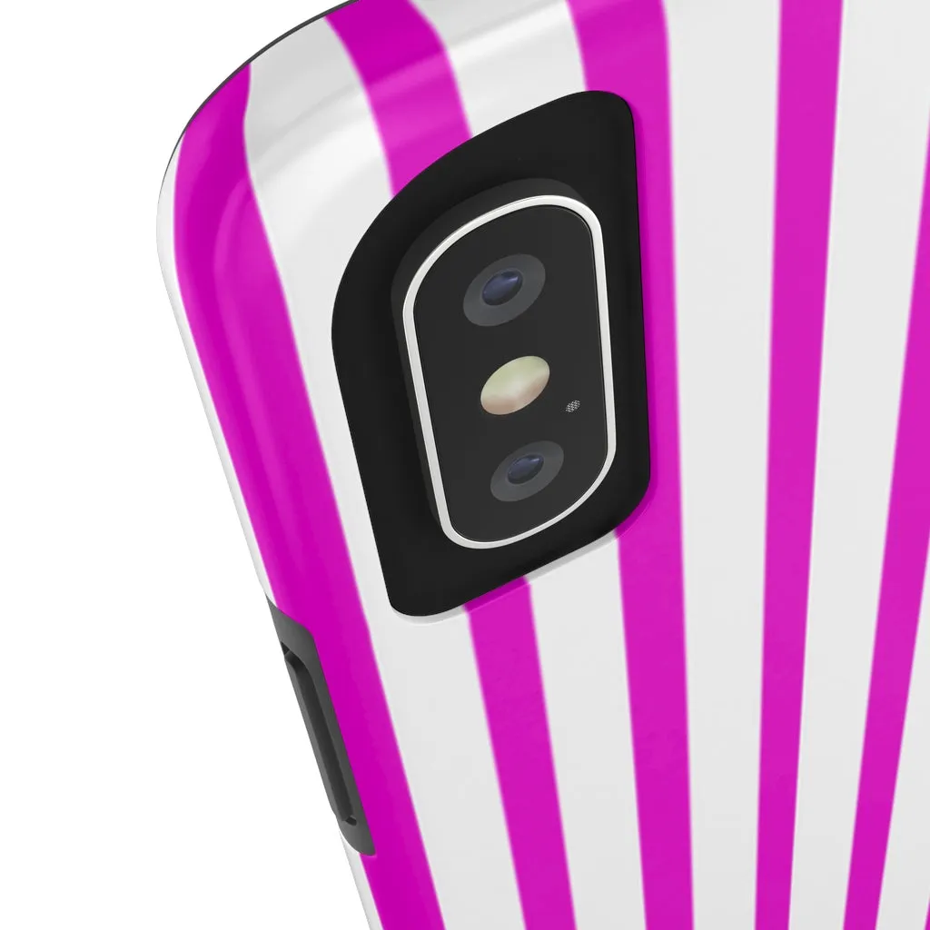 Pink Striped iPhone Case, Minimalist Designer Case Mate Tough Samsung Galaxy Phone Cases