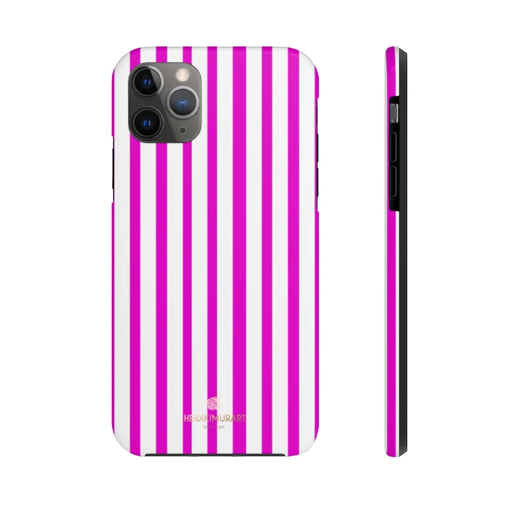 Pink Striped iPhone Case, Minimalist Designer Case Mate Tough Samsung Galaxy Phone Cases