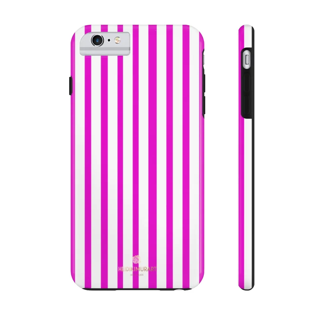 Pink Striped iPhone Case, Minimalist Designer Case Mate Tough Samsung Galaxy Phone Cases