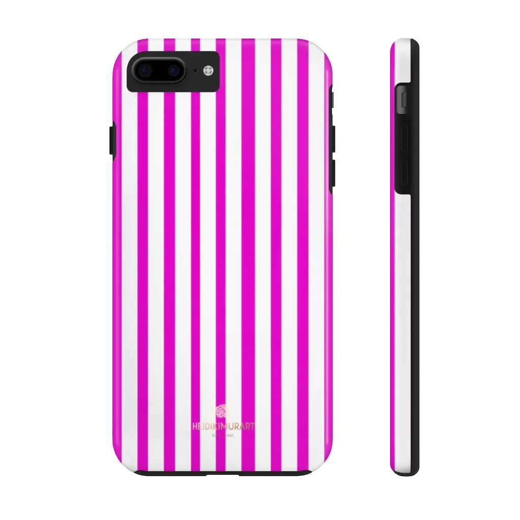 Pink Striped iPhone Case, Minimalist Designer Case Mate Tough Samsung Galaxy Phone Cases