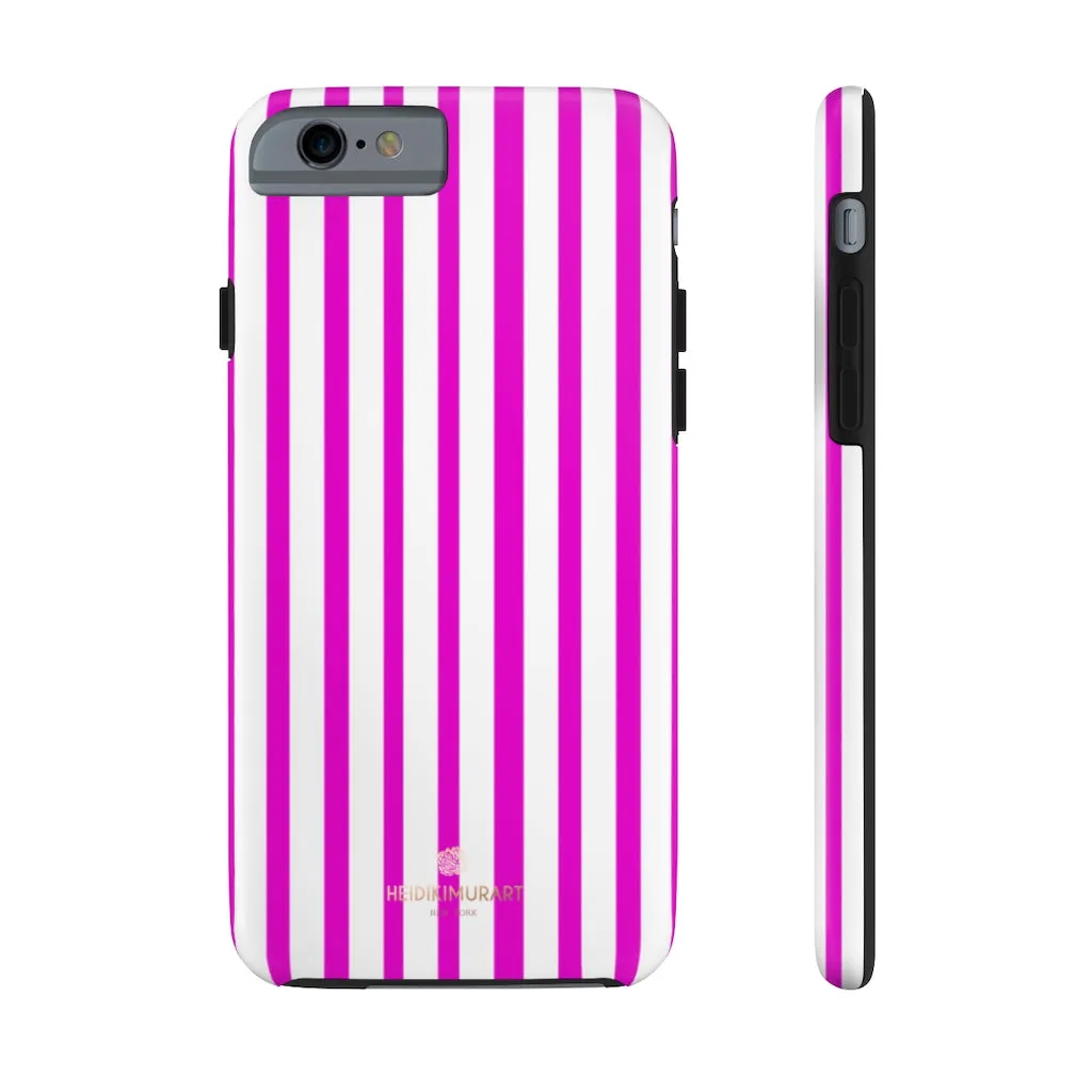 Pink Striped iPhone Case, Minimalist Designer Case Mate Tough Samsung Galaxy Phone Cases