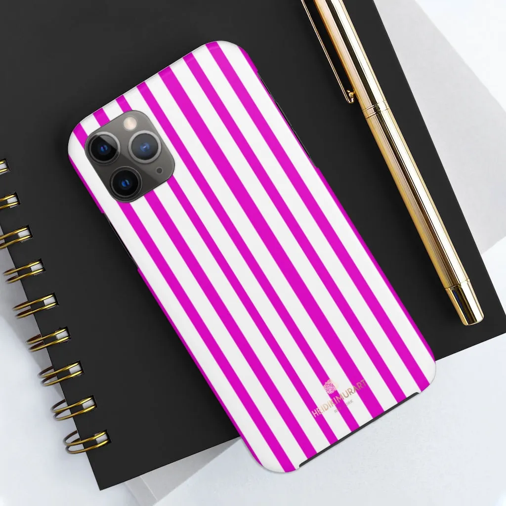 Pink Striped iPhone Case, Minimalist Designer Case Mate Tough Samsung Galaxy Phone Cases