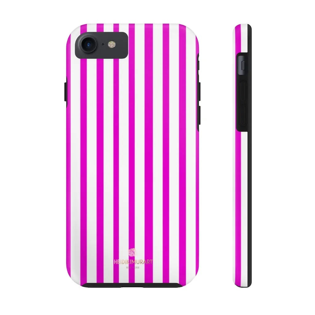 Pink Striped iPhone Case, Minimalist Designer Case Mate Tough Samsung Galaxy Phone Cases