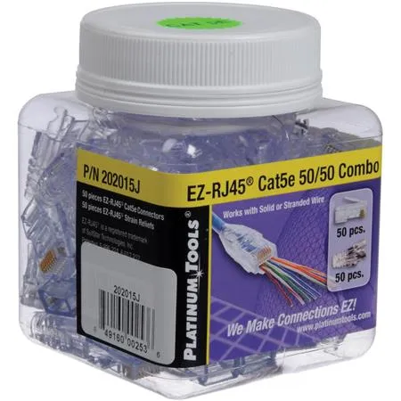 PLATINUM TOOLS EZ-RJ45 MODULAR CAT5E  CONNECTORS  (50 LOT PACK)