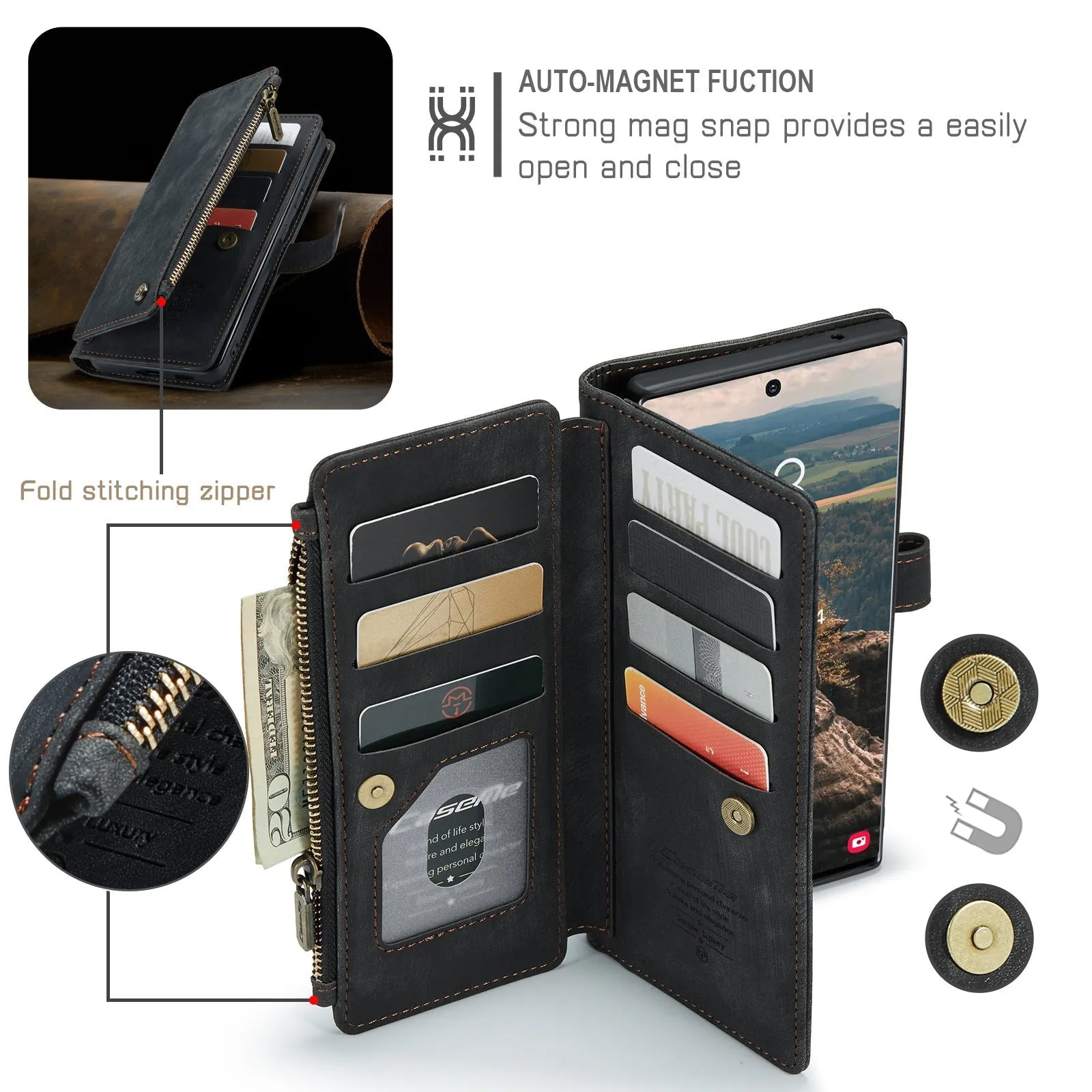 Premium Vegan Leather Wallet Case for iPhone