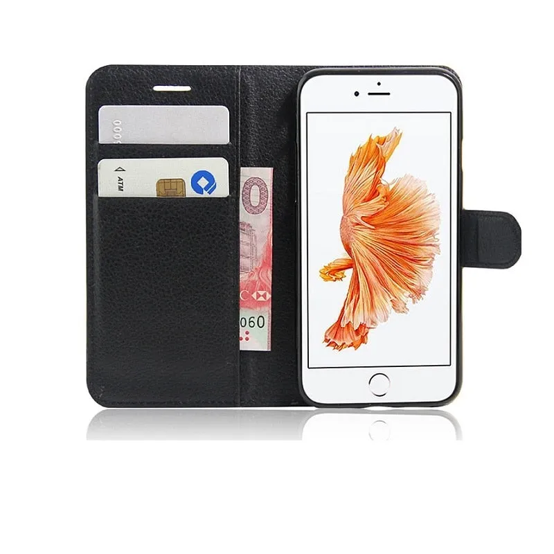 PU Leather Flip Case For iphone 8 7 6S 6 Plus SE 5S 5 4S 4 coque fundas Wallet Cover Phone Case for iPhone XS Max XR X iPhone 4