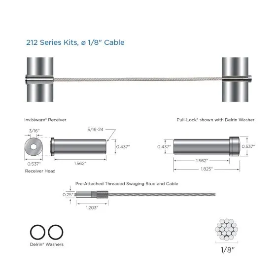 RailFX® Cable Rail Kits | 212 Series | Ø 1/8" Cable | Through-Post | Metal Post Applications