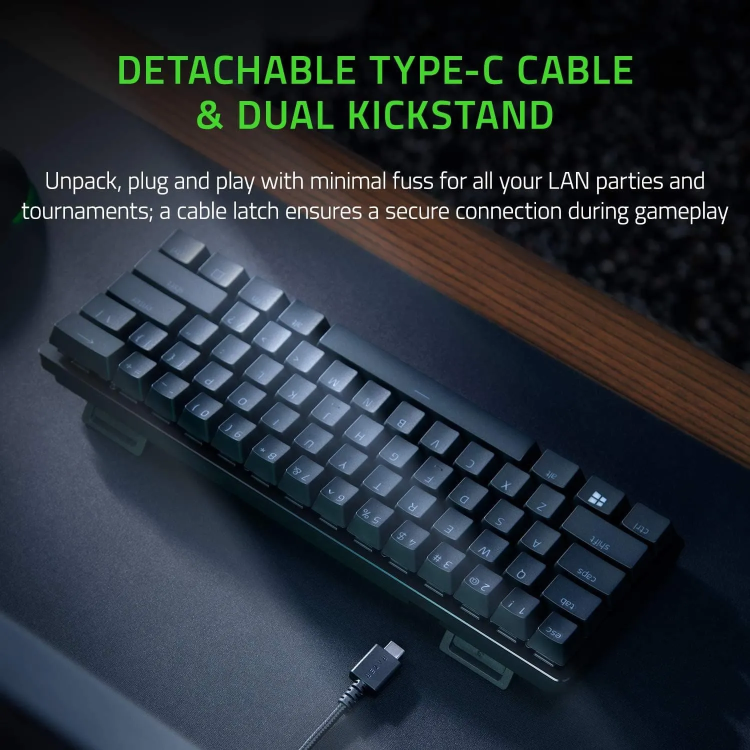 Razer Huntsman Mini (Purple Switch) - 60% Compact Gaming Keyboard (Clicky Optical-Mechanical Switches, Doubleshot PBT Keycaps, Detachable USB-C Cable) UK Layout | Black