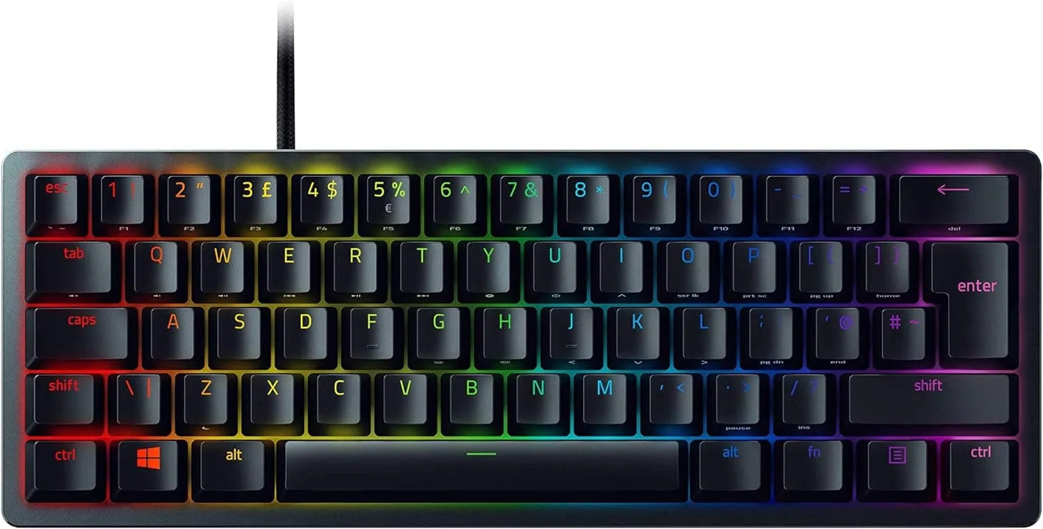 Razer Huntsman Mini (Purple Switch) - 60% Compact Gaming Keyboard (Clicky Optical-Mechanical Switches, Doubleshot PBT Keycaps, Detachable USB-C Cable) UK Layout | Black