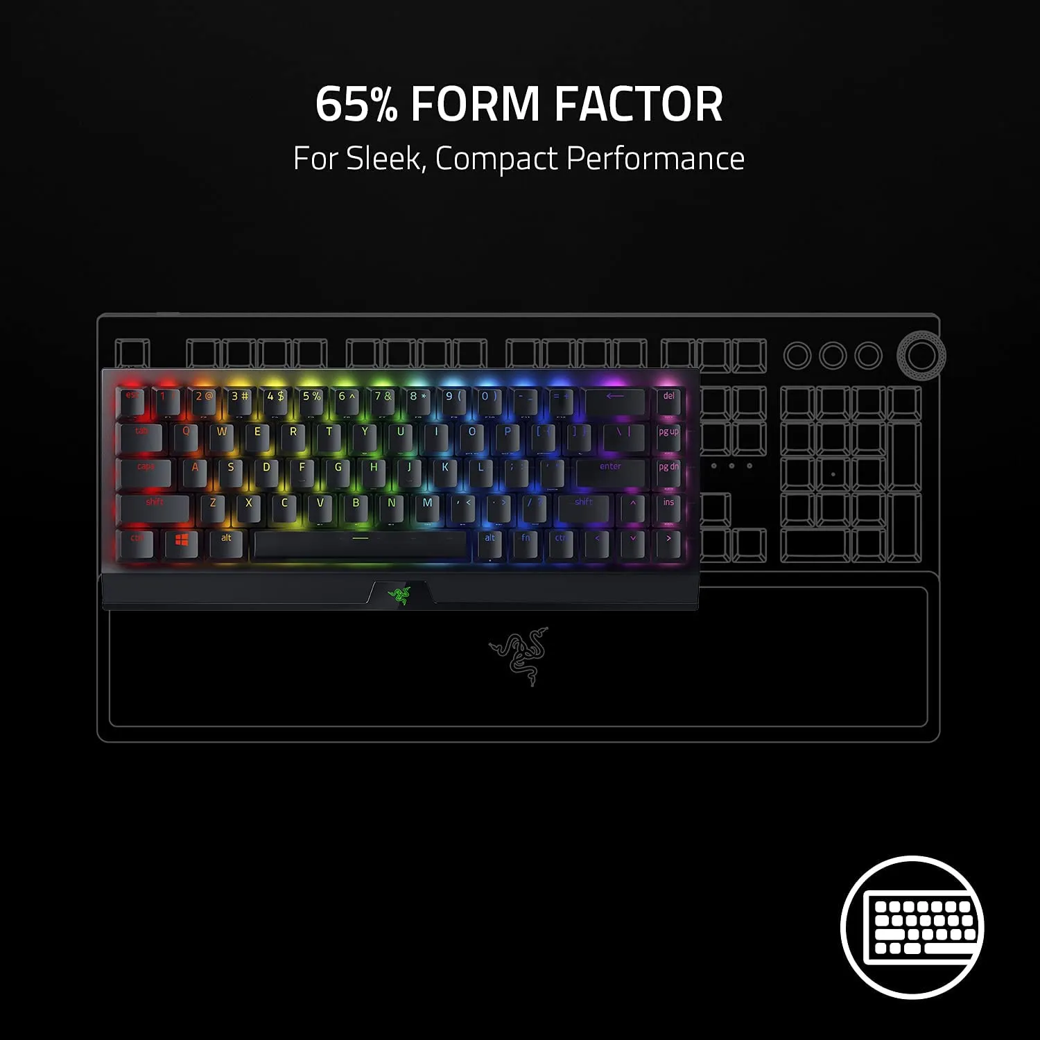 Razer Keyboard BlackWidow V3 Mini HyperSpeed 65% Wireless Mechanical Gaming Keyboard: HyperSpeed Wireless Technology - Yellow Mechanical Switches- Linear & Silent - Doubleshot ABS keycaps - 200Hrs Battery Life