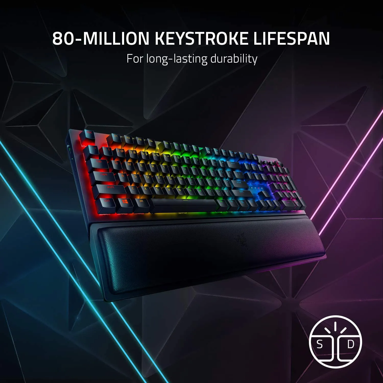 Razer Keyboard BlackWidow V3 Pro Mechanical Wireless Gaming Keyboard: Yellow Mechanical Switches - Tactile & Clicky - Chroma RGB Lighting - Doubleshot ABS Keycaps - Transparent Switch Housing - Bluetooth/2.4GHz