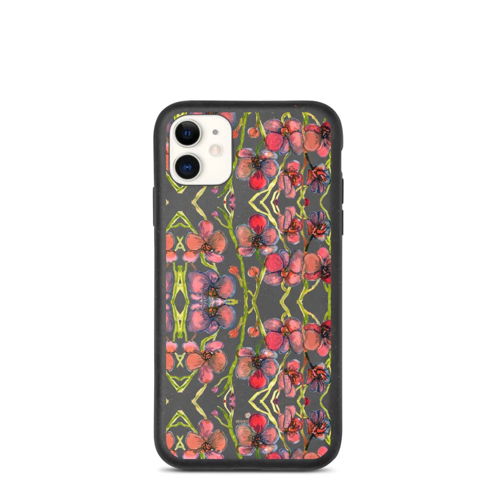 Red Orchids Biodegradable Phone Case, Orchid Best Floral Print iPhone Case-Printed in EU