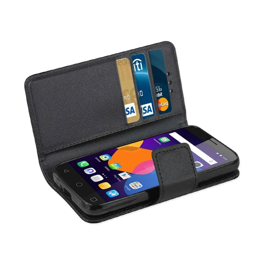 Reiko Wallet Case 3 In 1 For Alcatel Onetouch Pixi 3/ 4G (4.5Inch) Black