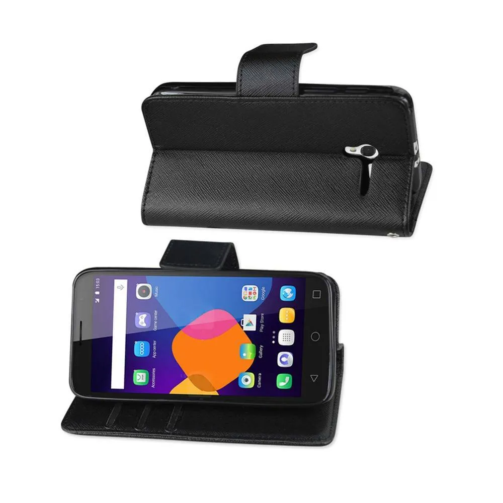 Reiko Wallet Case 3 In 1 For Alcatel Onetouch Pixi 3/ 4G (4.5Inch) Black