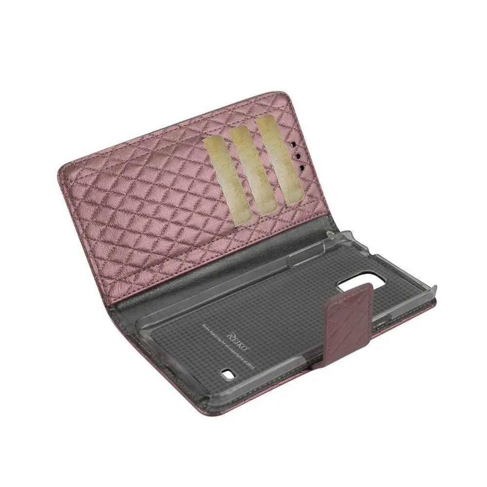 Reiko Wallet Case 3 In 1 For Samsung Galaxy Note 4 Rhombus Pattern Pink