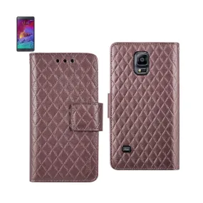 Reiko Wallet Case 3 In 1 For Samsung Galaxy Note 4 Rhombus Pattern Pink