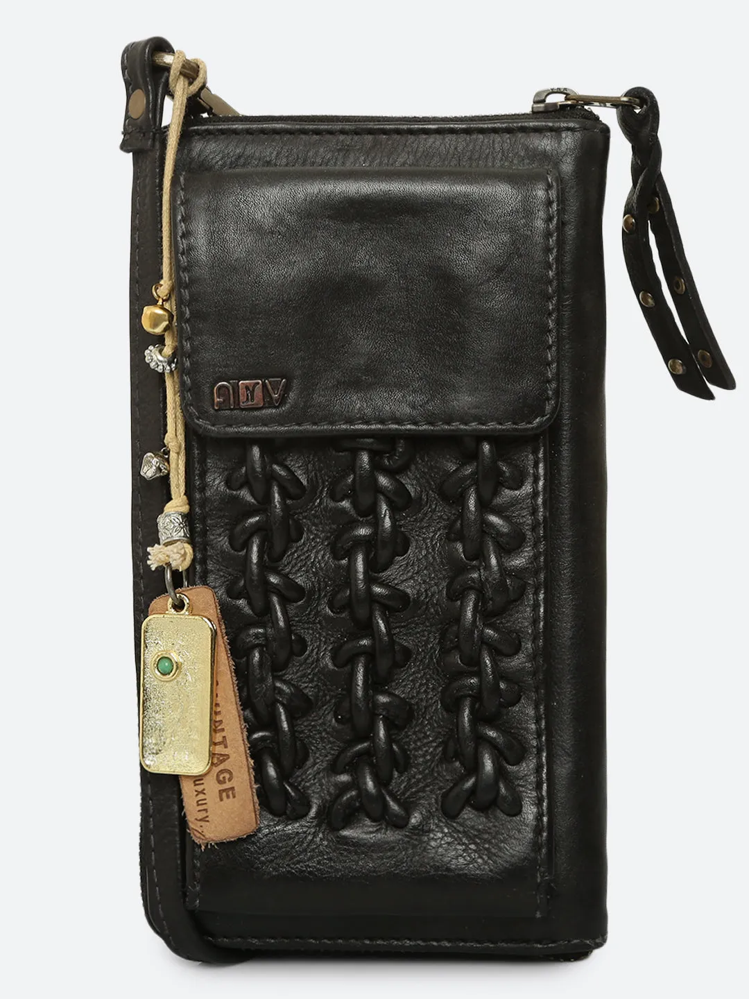 Ripple: Navy Leather Cross Body Phone Wallet