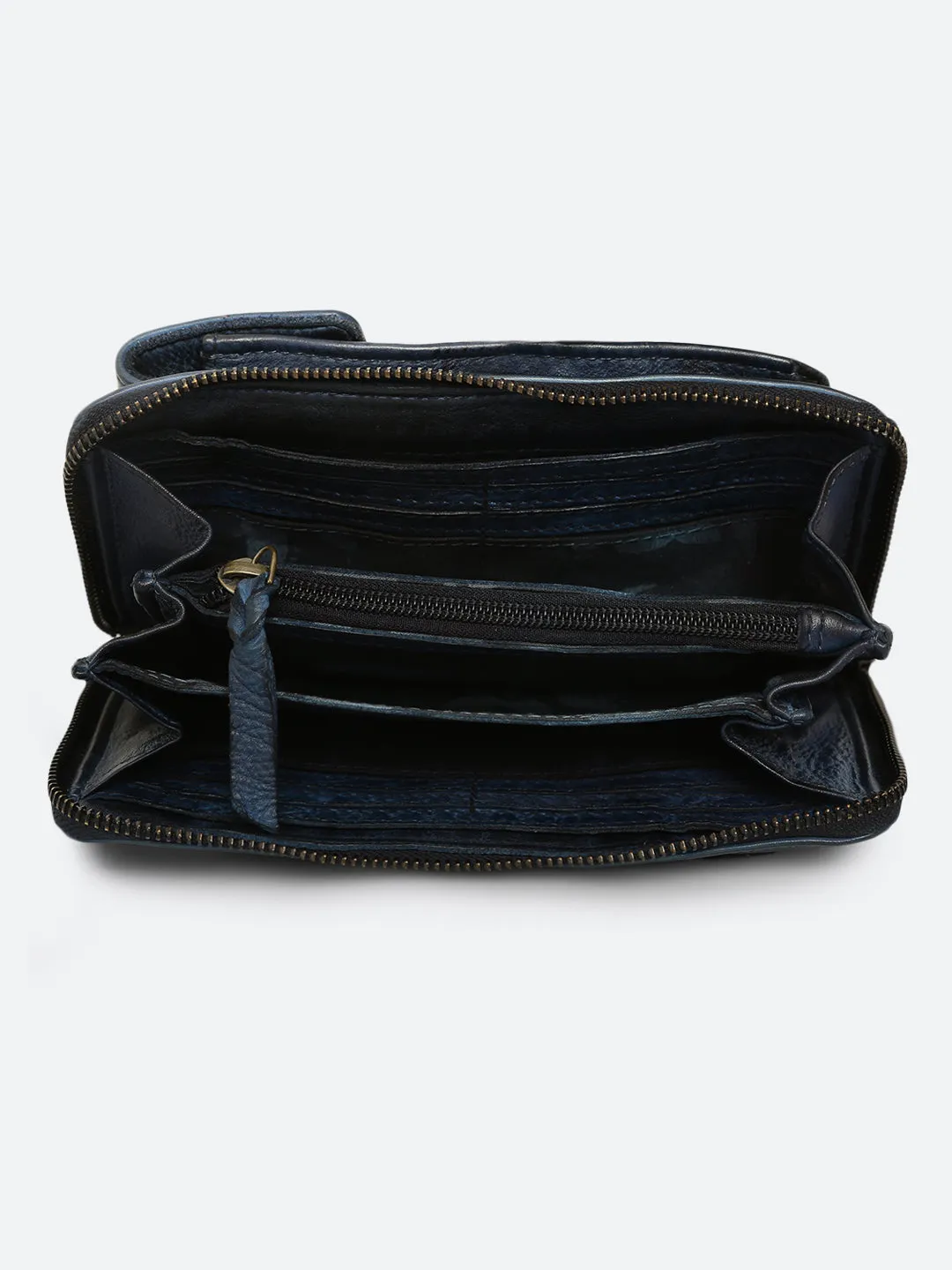 Ripple: Navy Leather Cross Body Phone Wallet