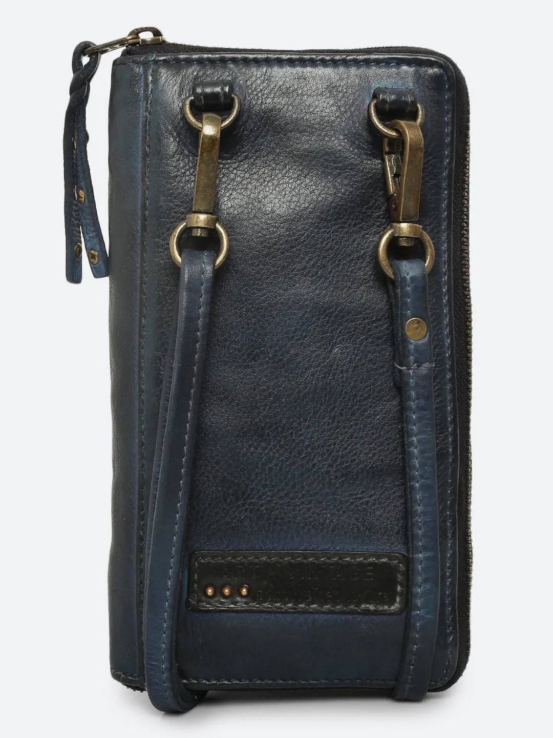 Ripple: Navy Leather Cross Body Phone Wallet