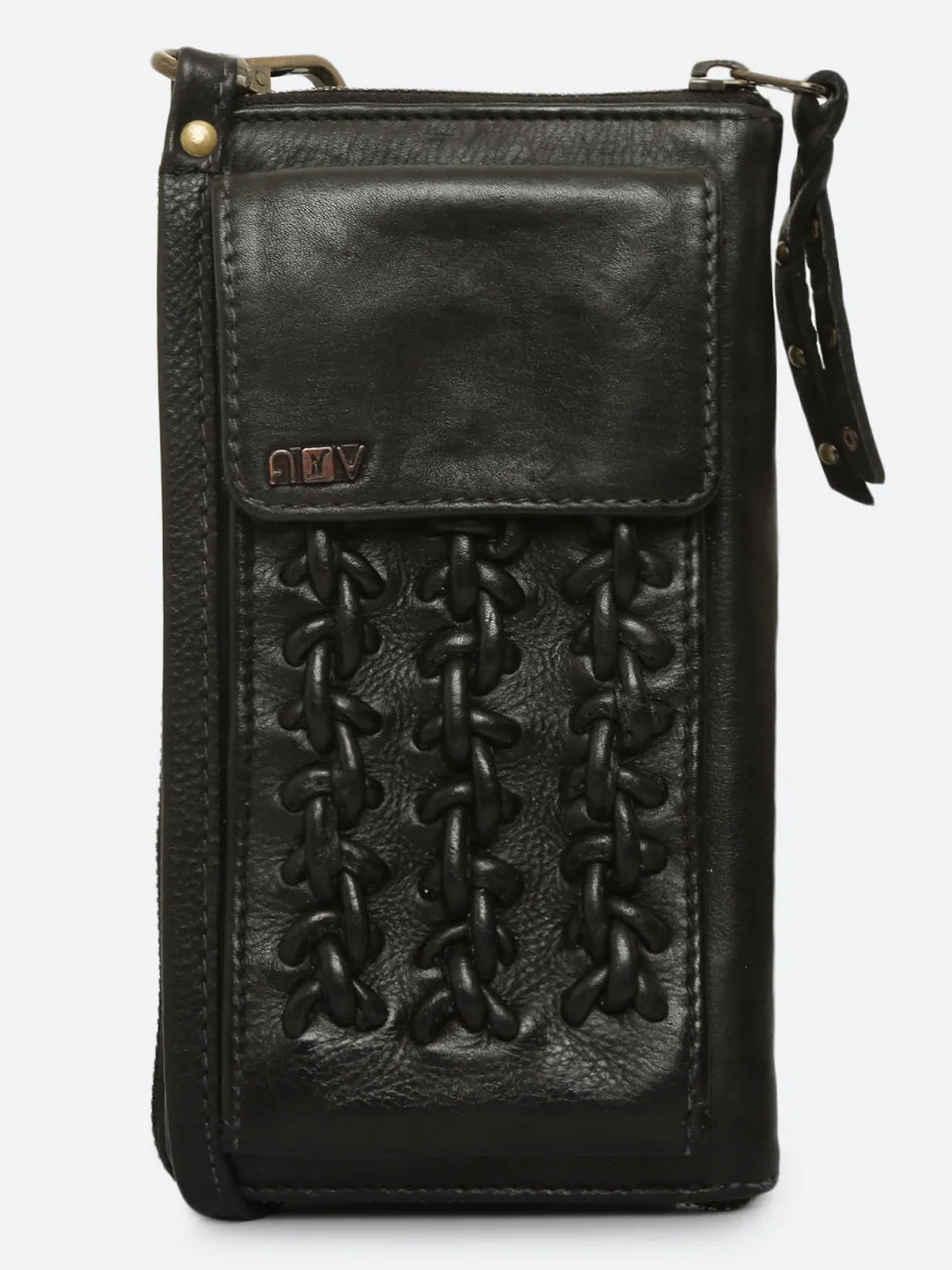 Ripple: Navy Leather Cross Body Phone Wallet