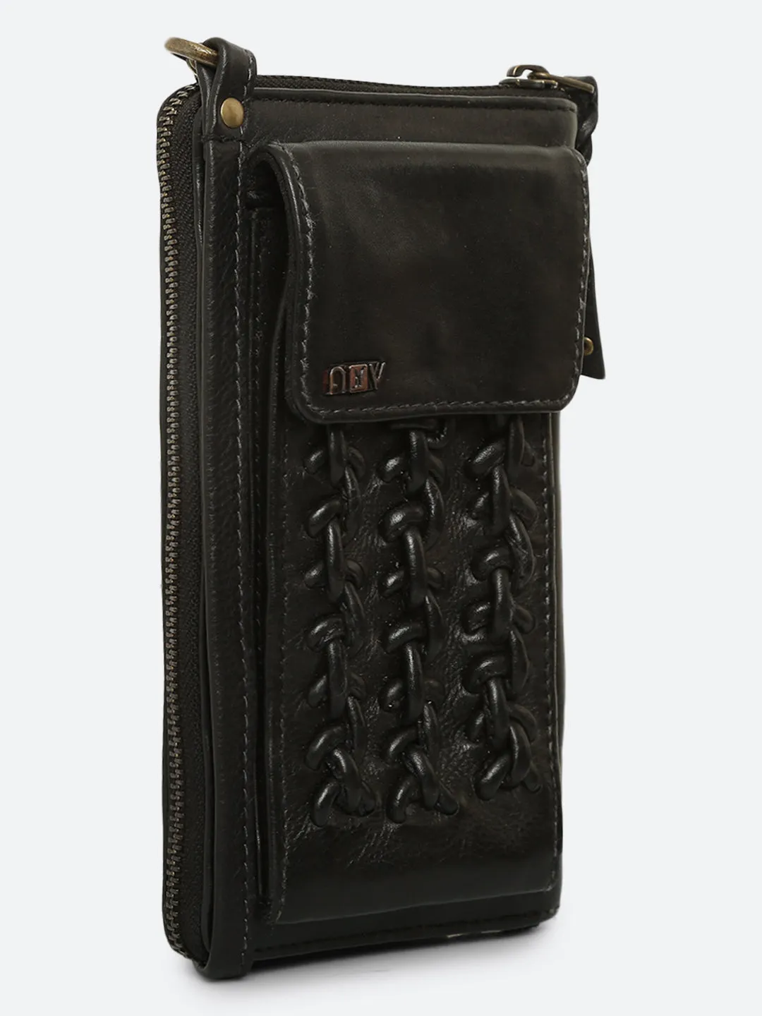 Ripple: Navy Leather Cross Body Phone Wallet