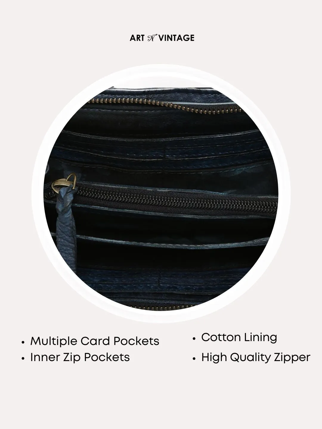 Ripple: Navy Leather Cross Body Phone Wallet