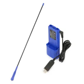 Rugged Radios "Go Further Bundle" for V3 & RH5R Handheld Radios - Long Range Antenna, XL Battery, & USB Charging Cable