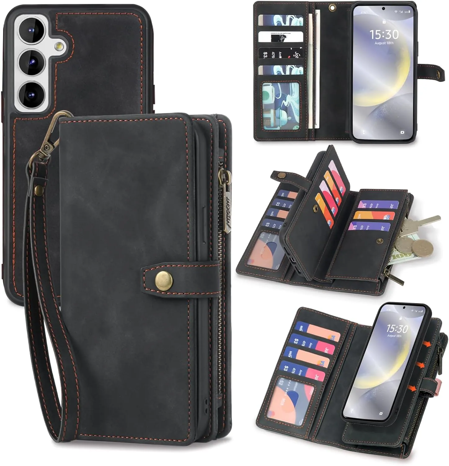 Samsung Galaxy S24 Plus Wallet Detachable Magnetic Protective Phone Case