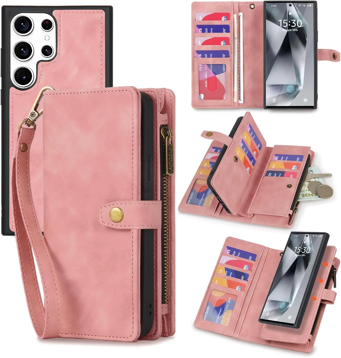 Samsung Galaxy S24 Plus Wallet Detachable Magnetic Protective Phone Case