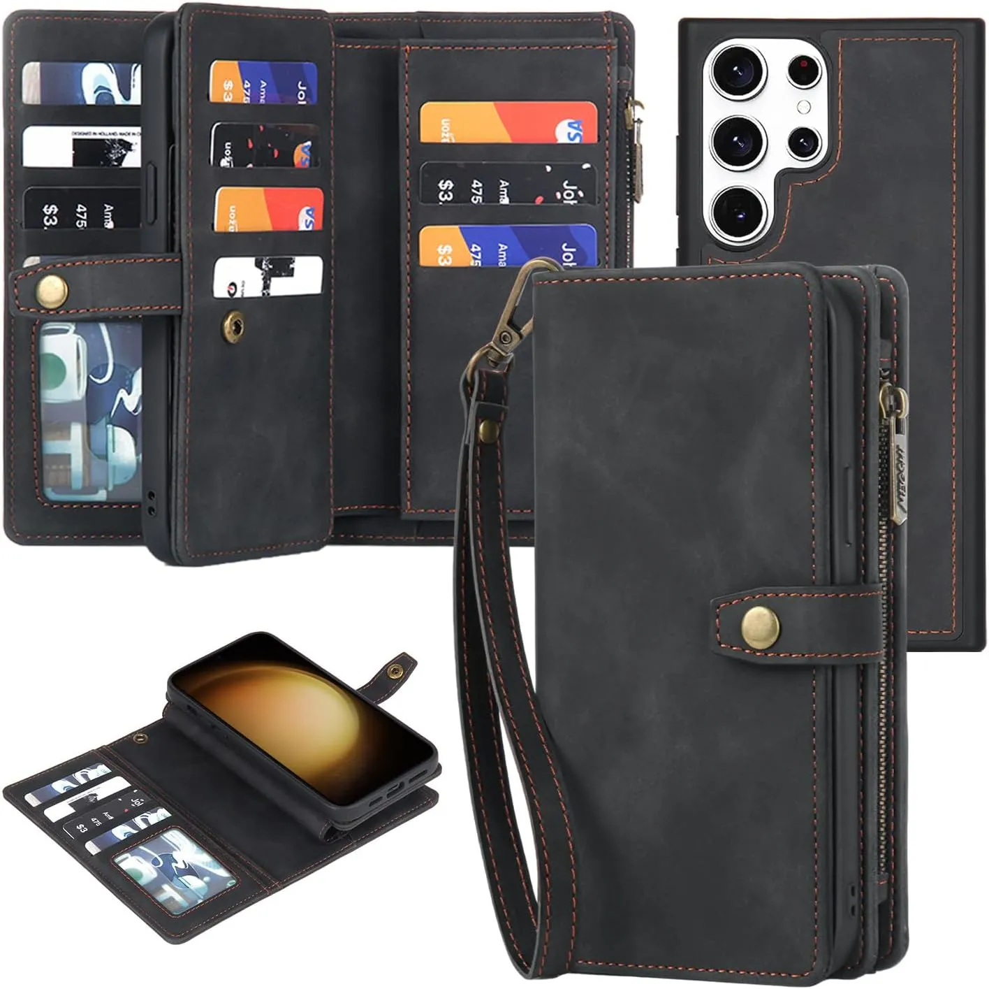 Samsung Galaxy S24 Plus Wallet Detachable Magnetic Protective Phone Case