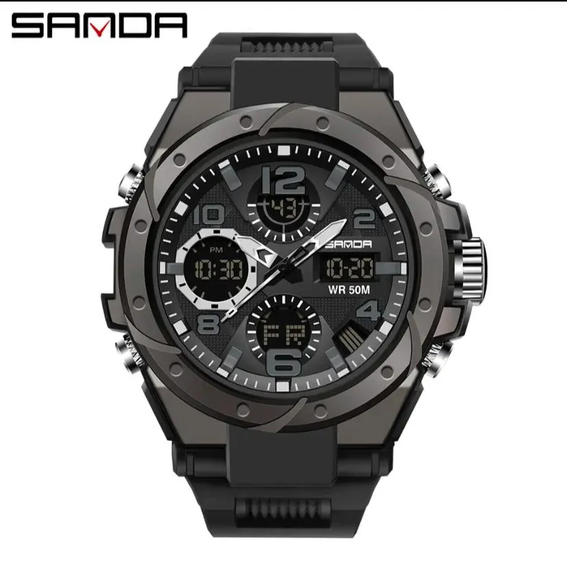 Sanda Silicone Bracelet Watch Men Women Digital Quartz Wristwatch ybb4-07